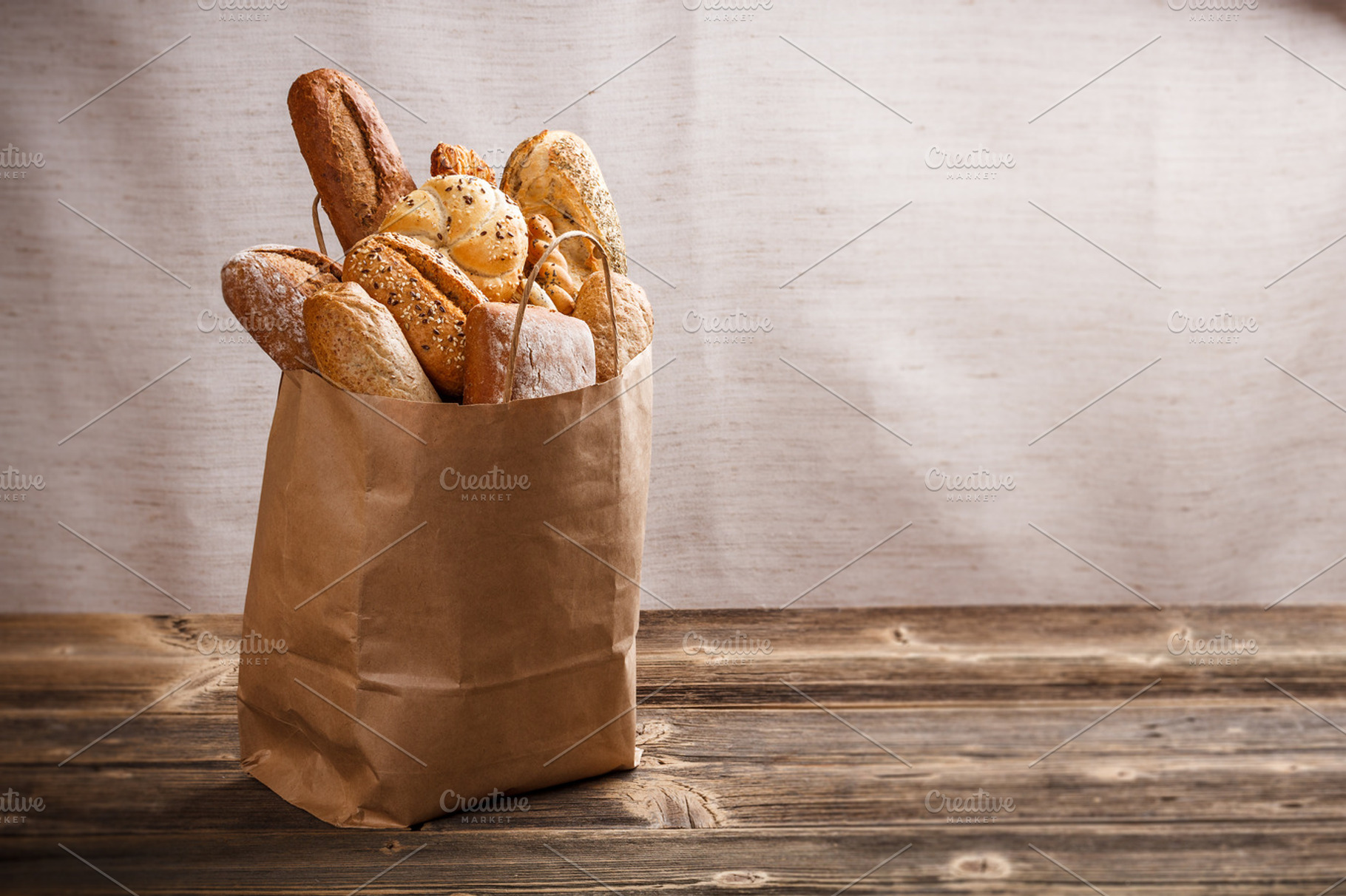 Baked goods stock photo containing assortment and bag