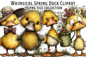 Whimsical Spring Duck Clipart, an Illustration by Dream Creation