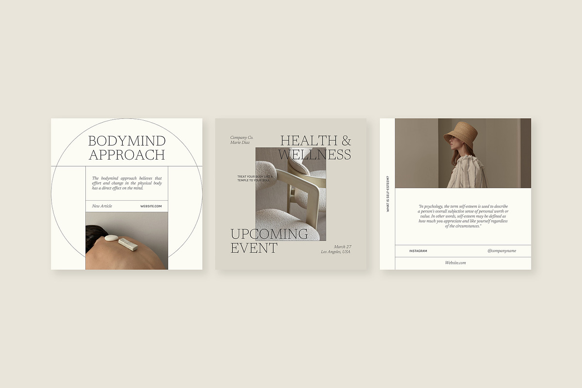 Wellness Social Media Pack Canva PS, a Social Media Template by Feel This