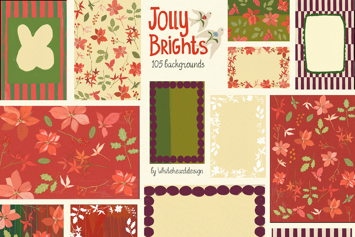 Christmas Backgrounds & Frames, a Decorative Illustration by whiteheartdesign (Photo 2 of 20)
