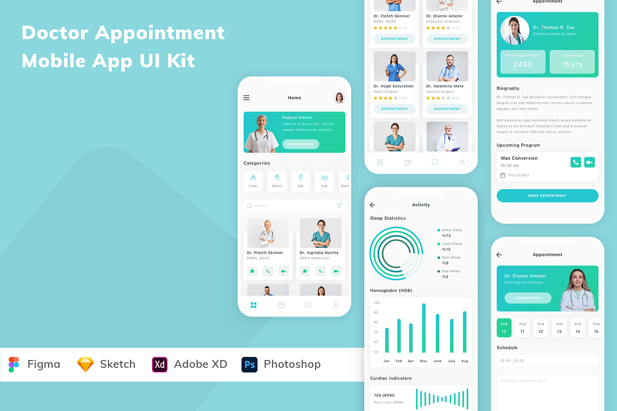 Doctor Appointment Mobile App UI Kit, an UI Kit Template by Betush