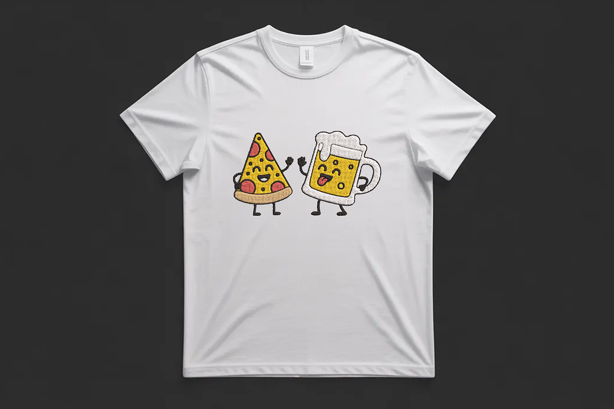 Pizza & Beer Machine Embroidery File, an Illustration by Purpose Ekbal (Photo 2 of 3)