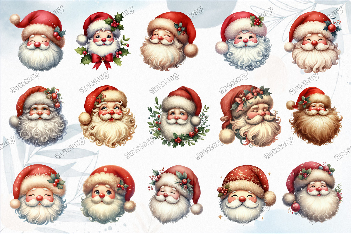 Cute Santa Face Clipart, an Illustration by designcity5 (Photo 2 of 5)