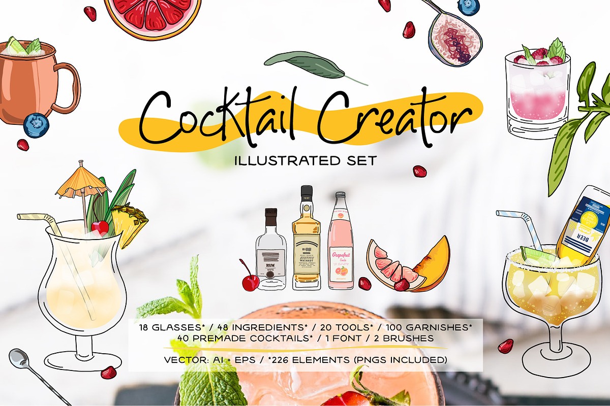 Signature Cocktail Creator Vector, a Food Illustration by ILLONA GRAPHICS (Photo 1 of 11)