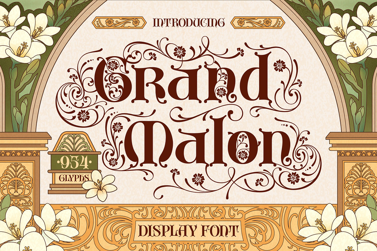 Grand Malon Typeface, a Serif Font by alit design (Photo 1 of 17)