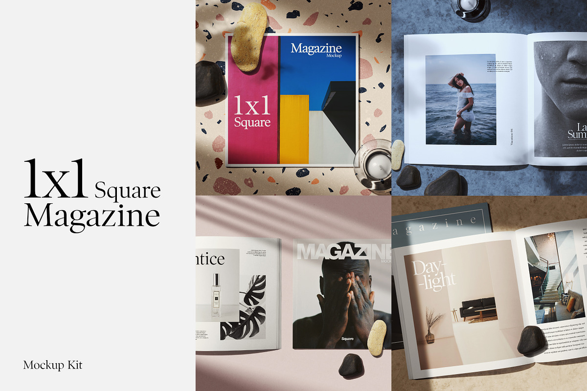 1x1 Square Magazine Mockup Kit, a Books & Magazine Mockup by Mint Actions (Photo 1 of 9)