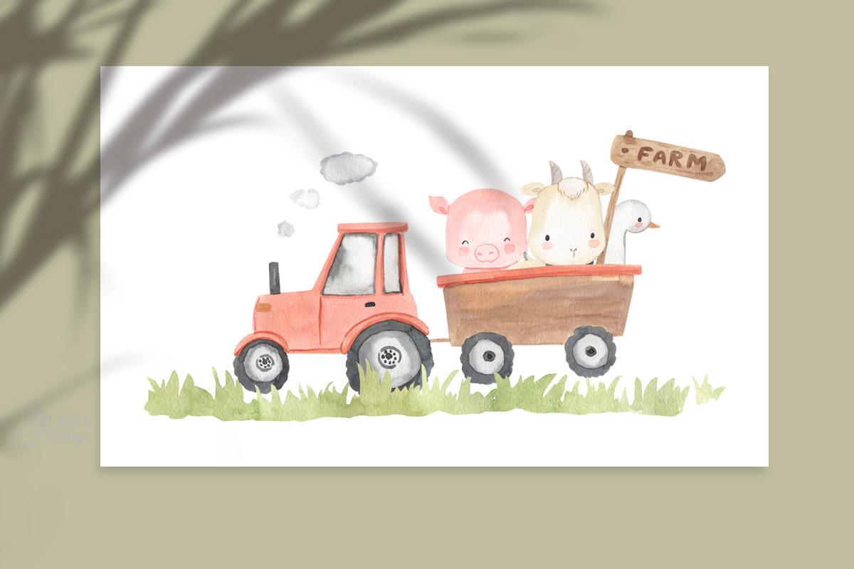 FARM ANIMALS. Watercolor, an Animal Illustration by OlliArtDesign (Photo 8 of 11)