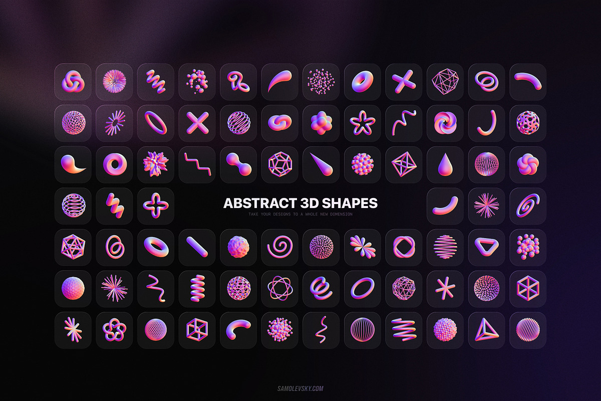 3D Shapes Collection – 90 Renders, an Object Graphic by Samolevsky (Photo 13 of 13)