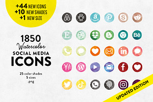 Watercolor Social Media Icons