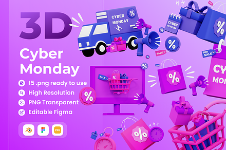 Cyber Monday 3D Illustration