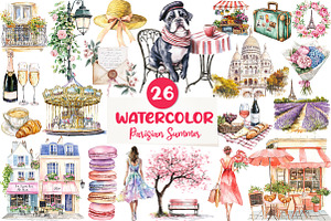 Parisian Summer Clipart, an Illustration by CreationArt