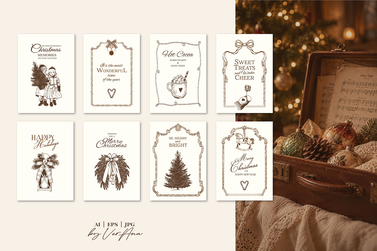 Vintage Christmas Fair Vector Set, an Object Graphic by VerAna (Photo 9 of 19)
