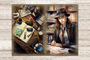 Detective Junk Journal Pages Woman, a Person Illustration by GlamArtZhanna (Thumbnail 5 of 9)