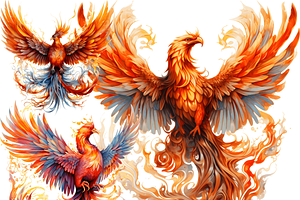 Watercolor Phoenix Clipart