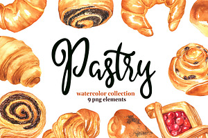 Watercolor pastry collection
