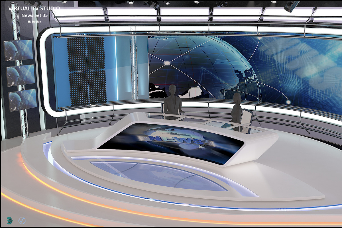 Virtual TV Studio News Set 35, an Architecture 3D Model by akerStudio (Photo 15 of 39)