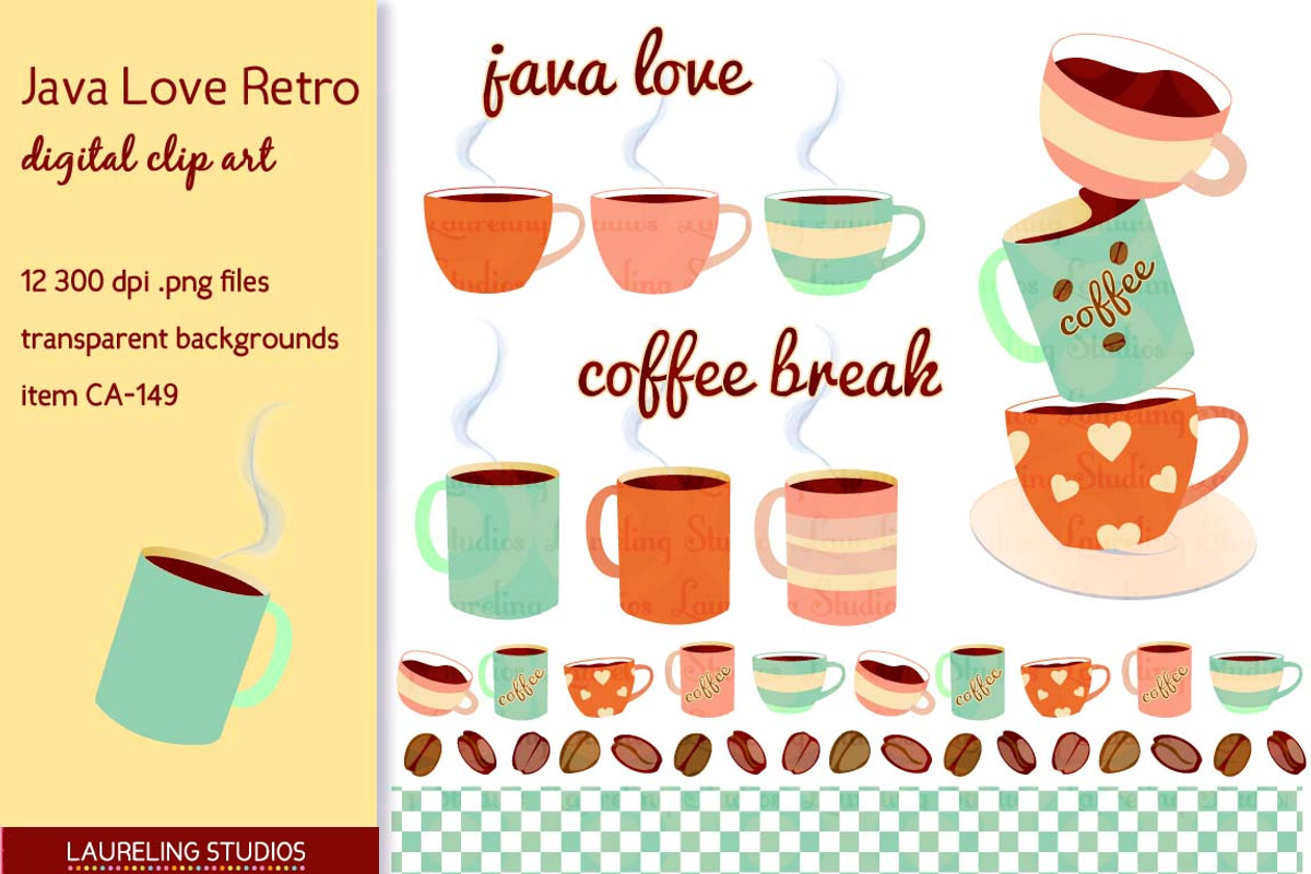Java Love clip art (retro set), an Illustration by Laureling Studios