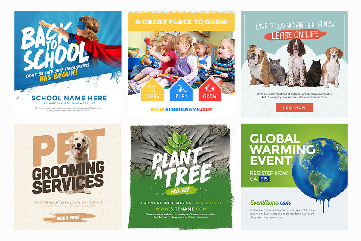 100 Multipurpose Instagram Templates, a Social Media Template by eamejia (Photo 12 of 17)