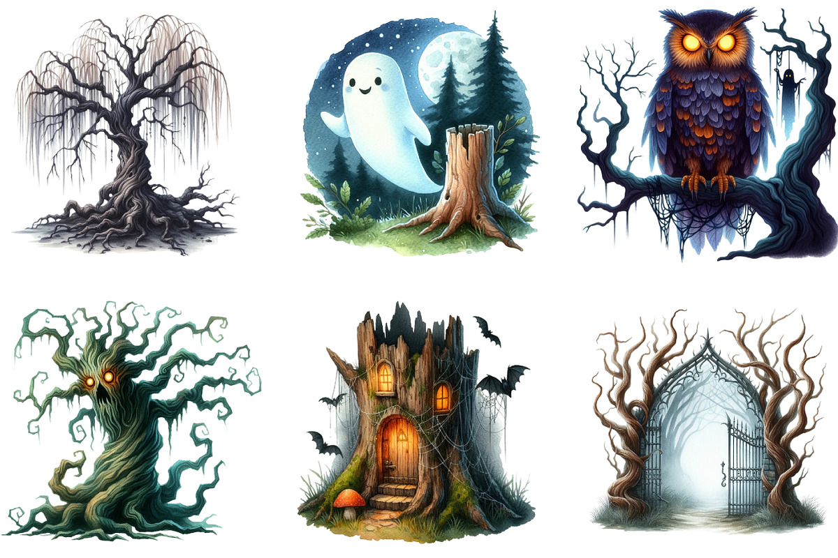 Haunted Forests Clipart, an Illustration by DreamArtGraphic (Photo 2 of 5)