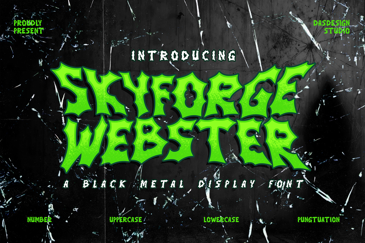 Skyforge Webster Metal Gothic font, a Blackletter Font by dansdesign (Photo 1 of 12)