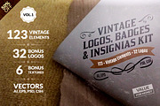 Vintage Logos, Badges Kit-Value Pack, a Branding & Logo Template by Graphicsfuel (Thumbnail 1 of 5)