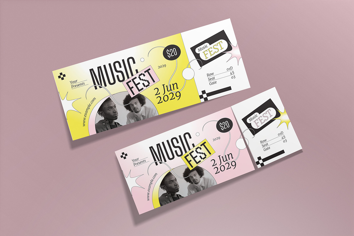 Anti Design Music Fest Ticket, a Card Template by graphicook (Photo 3 of 3)