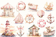 Pink Sea Adventure Clipart, an Illustration by NadiaTheronArt (Thumbnail 2 of 4)