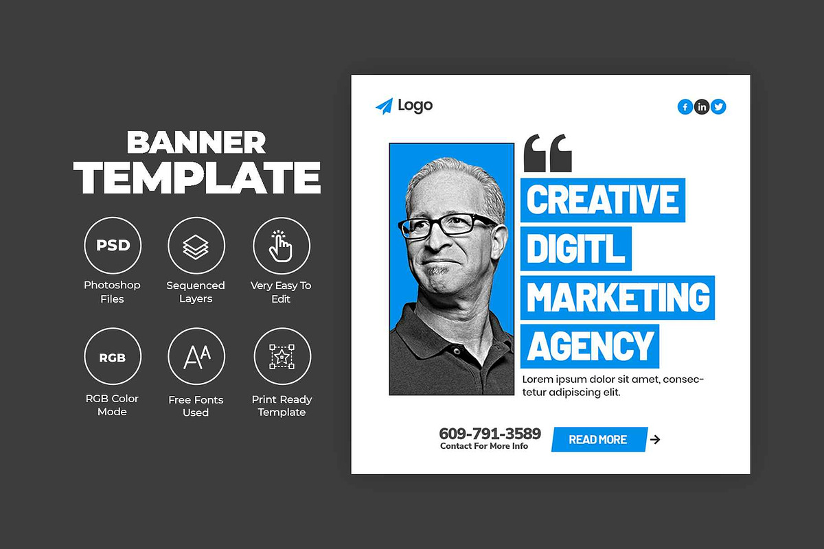 Marketing Agency Social Media Post, a Social Media Template by Saman Osama (Photo 3 of 3)