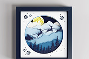 Santa Sleigh SVG 3d Shadow box, a Seasonal Illustration by CutLeafSvg (Thumbnail 2 of 6)