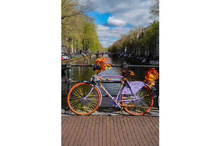 Old bicycle next to canal of, an Architecture Photo by Neirfy