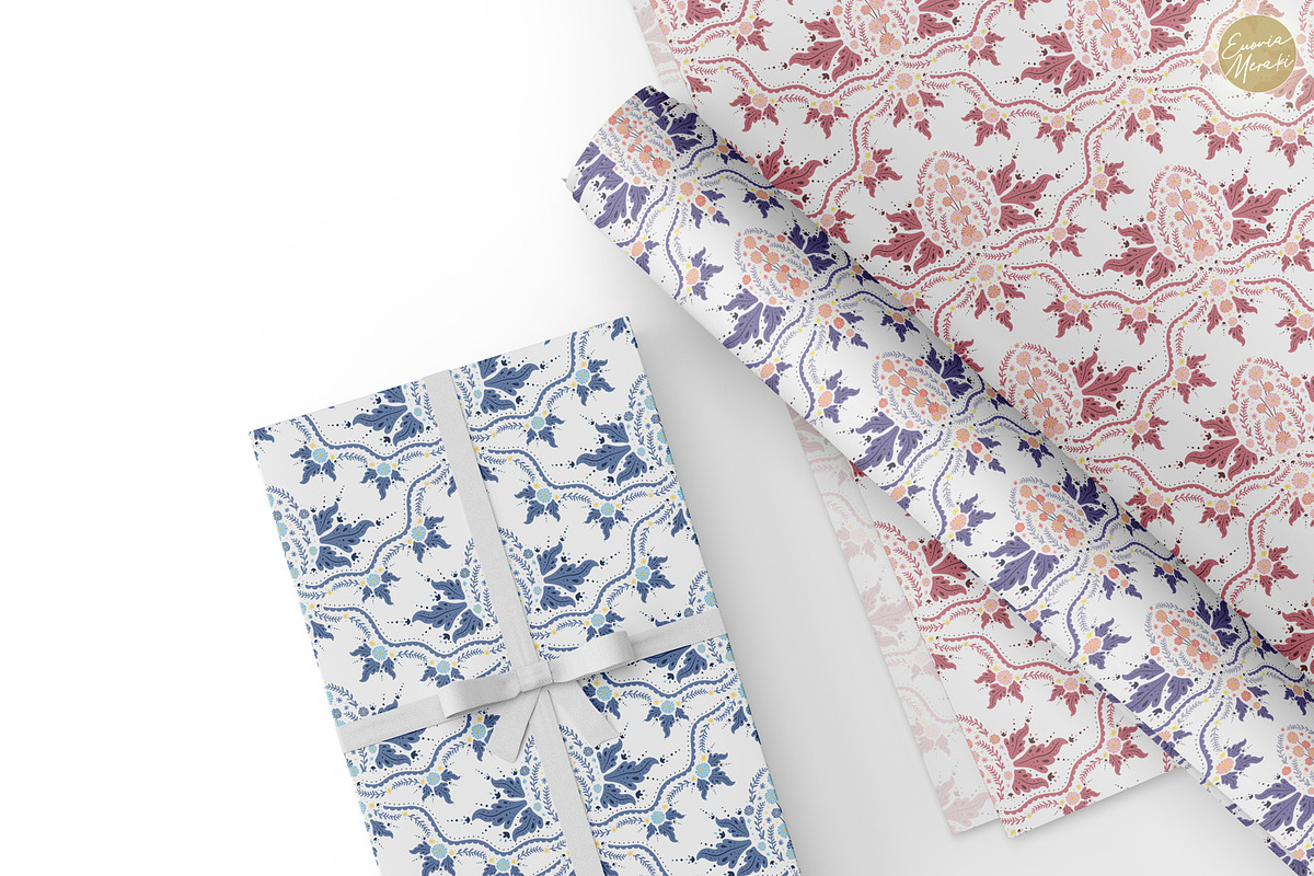 Vintage Floral Pattern 3 Royal Blue, a Pattern Graphic by Euonia Meraki (Photo 7 of 18)