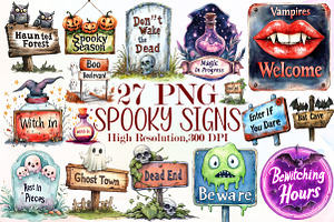 Spooky Signs Clipart Bundle, an Illustration by Sublimation Artist