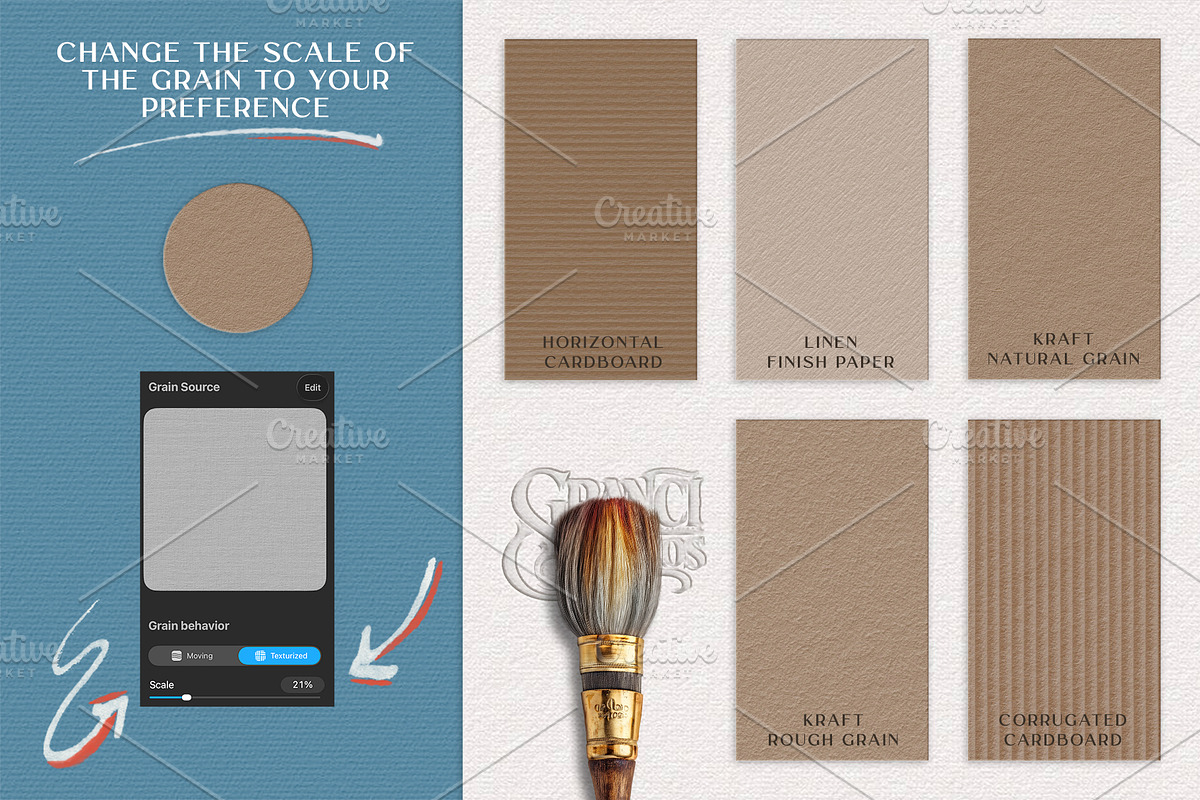 Procreate Paper Texture Brushes, a Brush Add-On by GRANCI STUDIOS