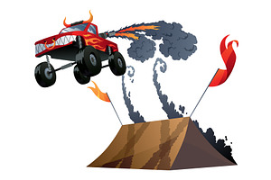 Jumping monster truck show. Bright, a Transportation Illustration by the8monkey