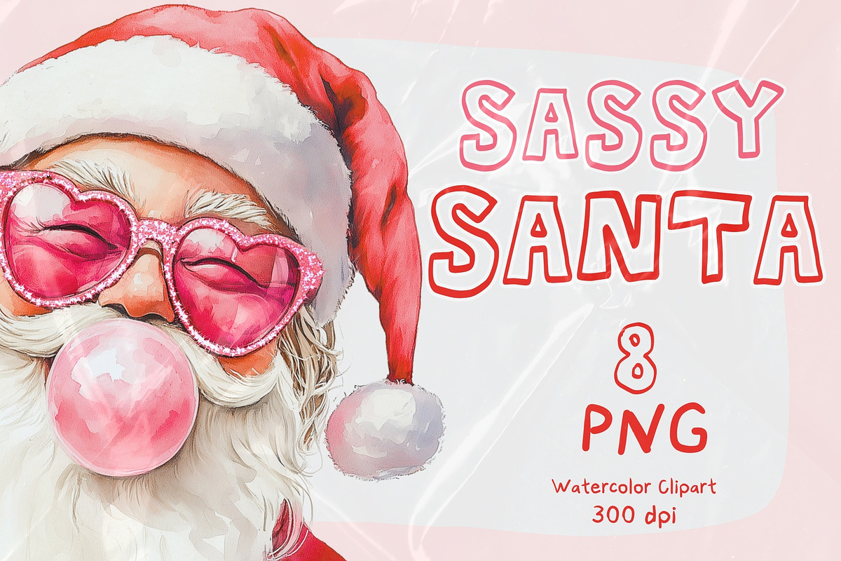 Sassy Santa PNG Illustrations, a Seasonal Illustration by Honey Island Studio (Photo 2 of 5)