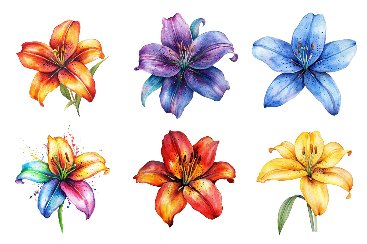 Lily Doodles Colorful PNG, an Illustration by SinaCreation (Photo 2 of 5)