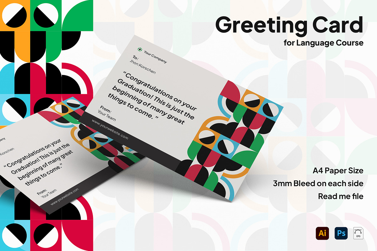 Language Course Greeting Card, a Card Template by Esensifiksi.studio (Photo 1 of 3)
