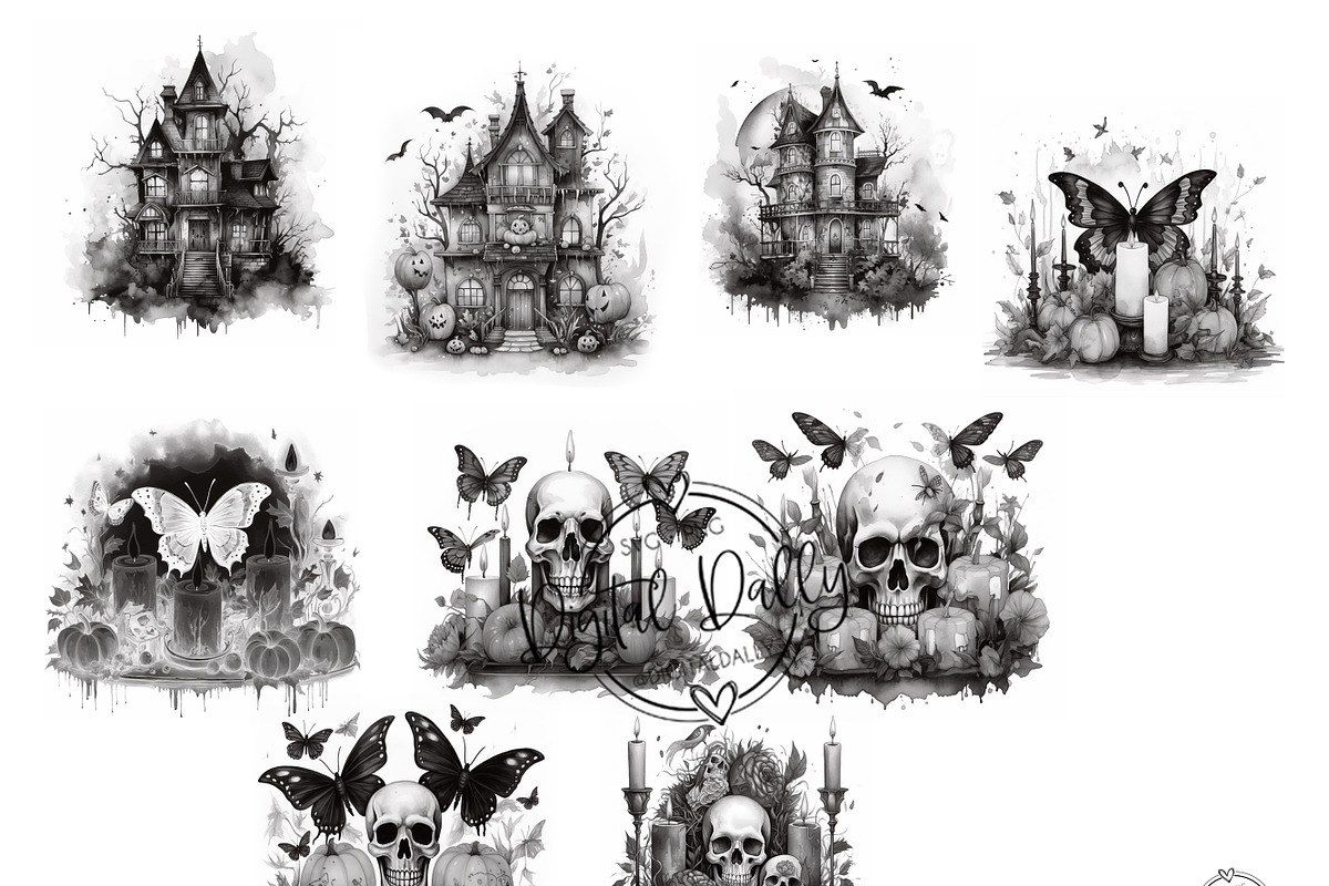 Haunted Halloween Procreate Stamps, a Brush Add-On by Papaya (Photo 3 of 5)