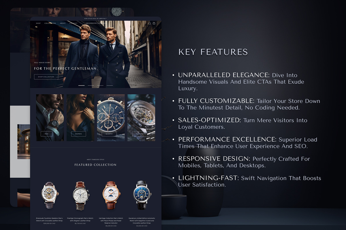 Grandiose - Men Luxury Shopify Theme, a Shopify Template by Inquisite (Photo 2 of 7)