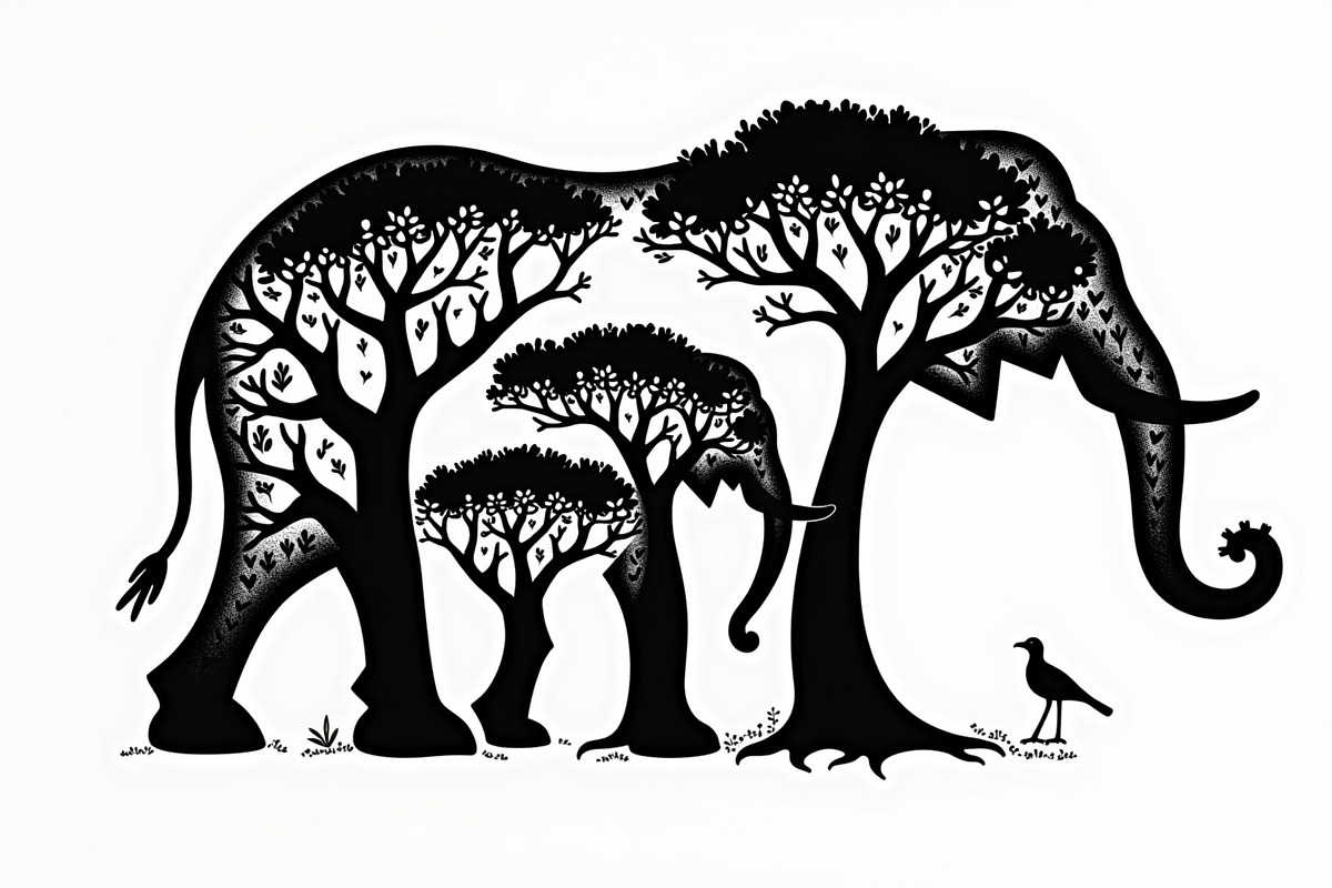 Silhouette of a Cute Elephant vector, an Illustration by Amazin_art (Photo 6 of 21)