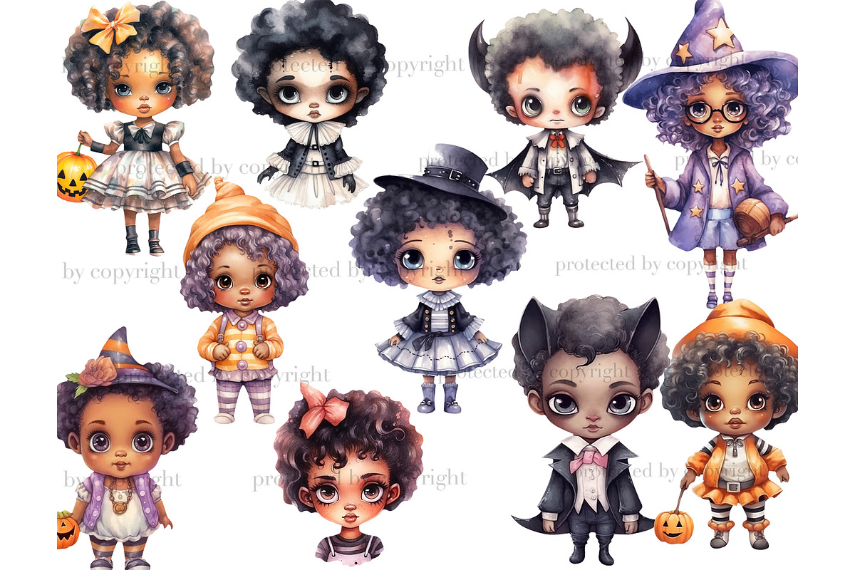Cute Halloween Clipart Collection, a Person Illustration by GlamArtZhanna (Photo 3 of 5)