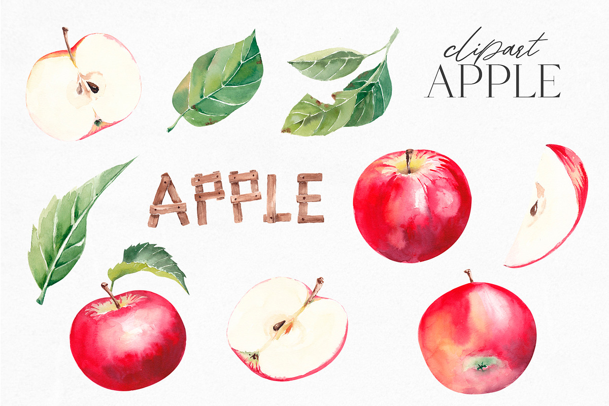 Apple Clipart Collection, an Illustration by YuliyaArtGarden (Photo 2 of 8)