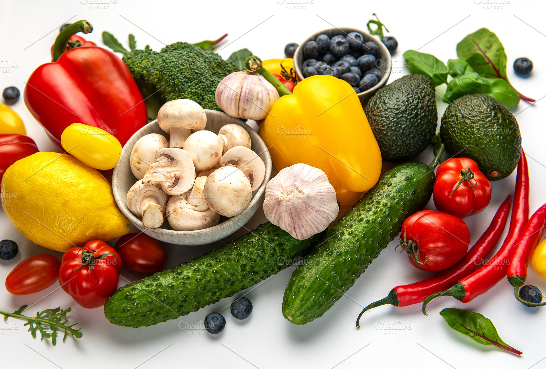 Fresh organic vegetables and fruits for healthy eating, a Food & Drink Photo by Olena Rudo