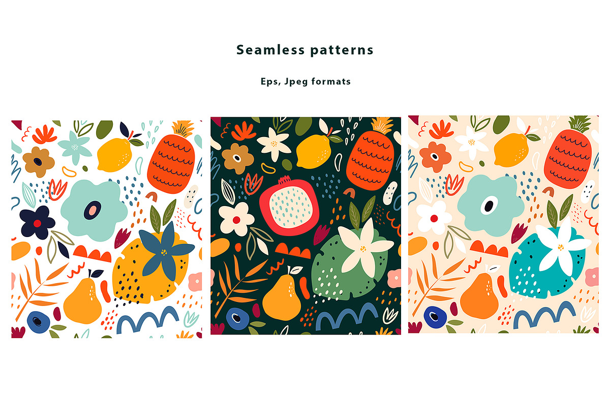 Fresh seamless patterns + posters, a Decorative Illustration by MoleskoStudio (Photo 14 of 21)