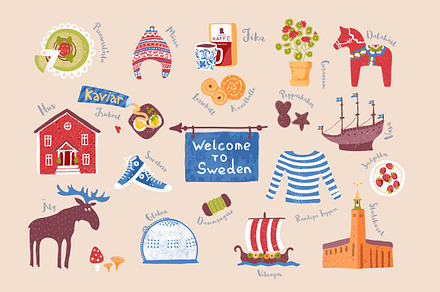 Set of Swedish traditional symbols