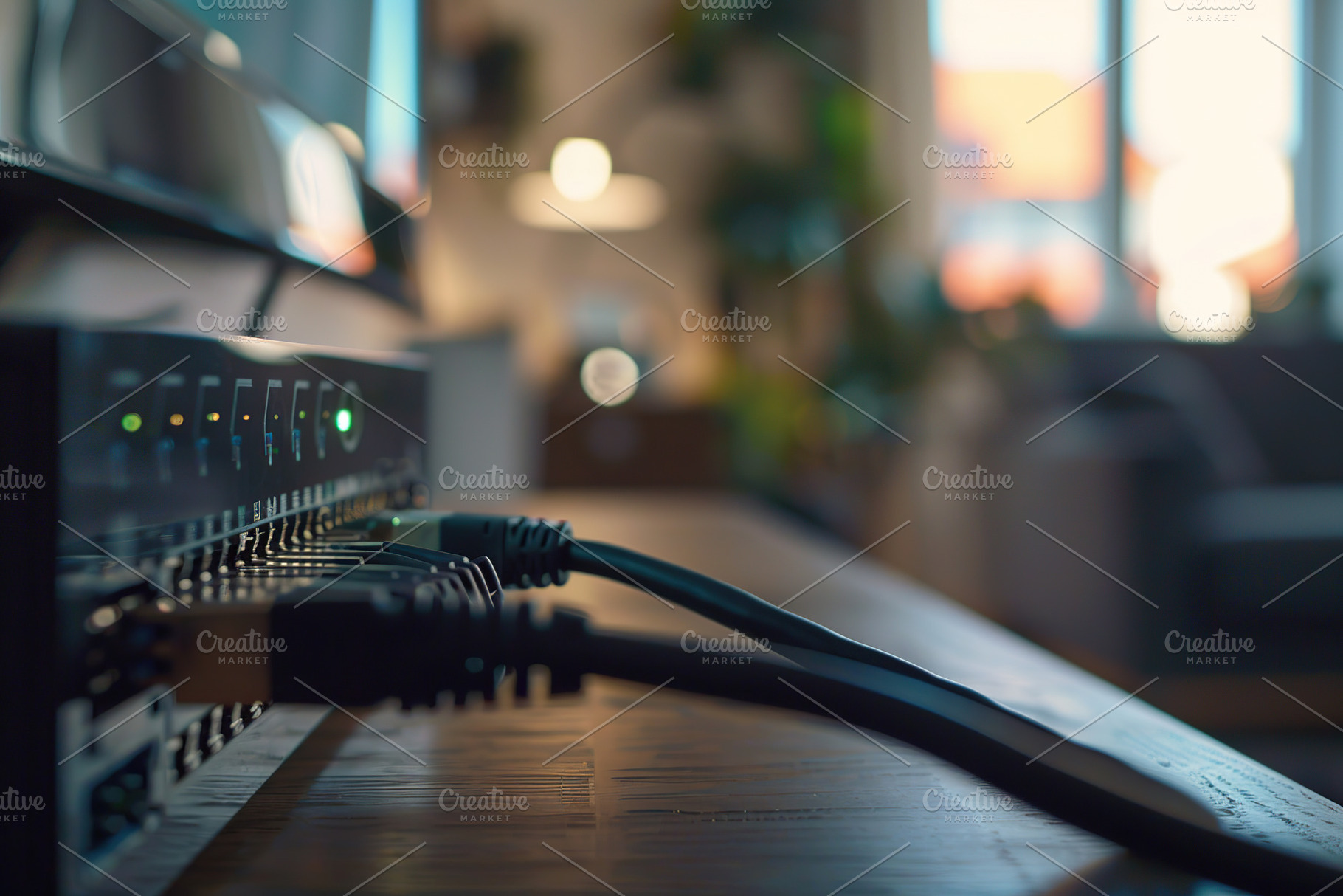 Fiber optic cables connected to optic ports. Network cables, a Technology Photo by AlyaAnd