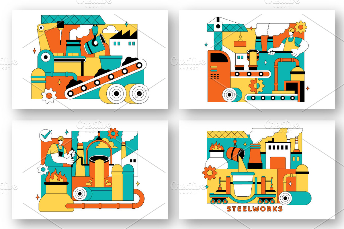 10 Steelworks Vector Illustration, a Technology Illustration by denayunebgt (Photo 3 of 4)