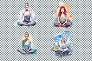 Watercolor Meditation Cliparts, an Illustration by Mash Mash Stickers (Thumbnail 8 of 9)