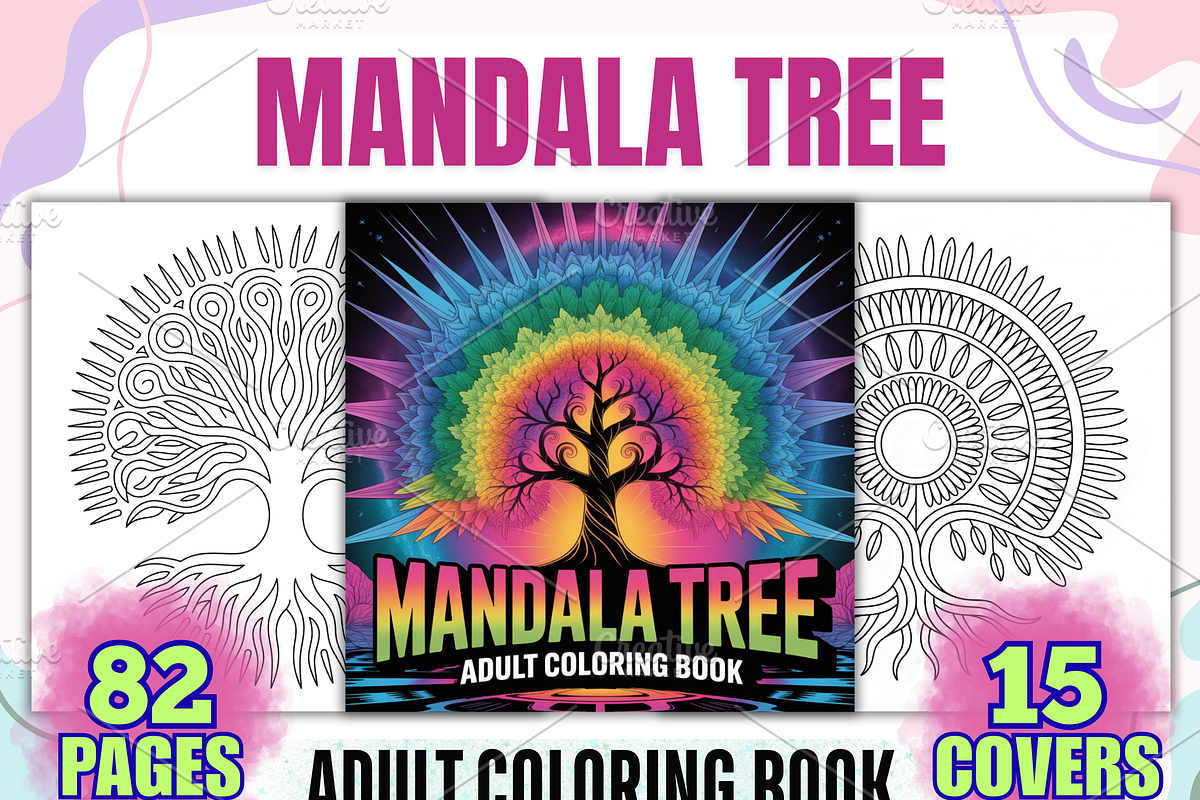 Mandala Tree Coloring Book Pages, a Decorative Illustration by Ink Gallery (Photo 1 of 4)