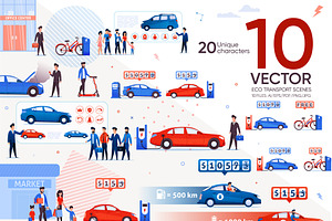 Eco Transport Vector Scenes